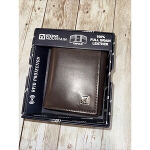 Stone Mountain Men's Leather Wallet - Trifold - RFID Protection Brown
